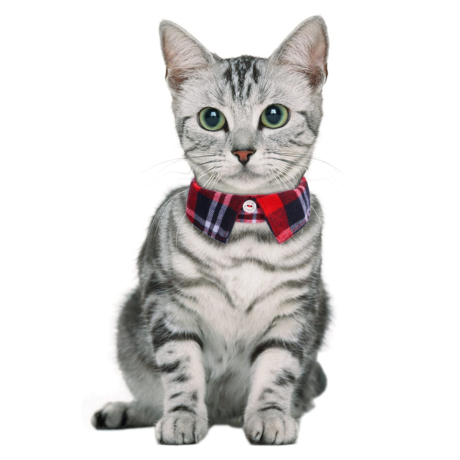 Faleela 2 Pack/Set Cat Collar With Cute Bow Tie And Bell,Breakaway Plaid Shirt Collar For Kitty Adjustable Safety