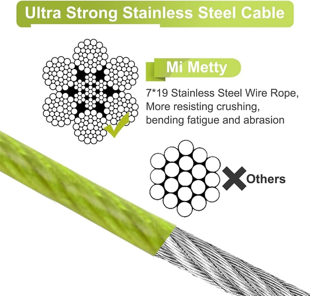 Mi Metty Tie Out Cable For Dogs,100Ft Dog Leads,Heavy Duty Tie Out Cable For Large Dogs Up To 125Lbs,Durable Dog Runner Tether L