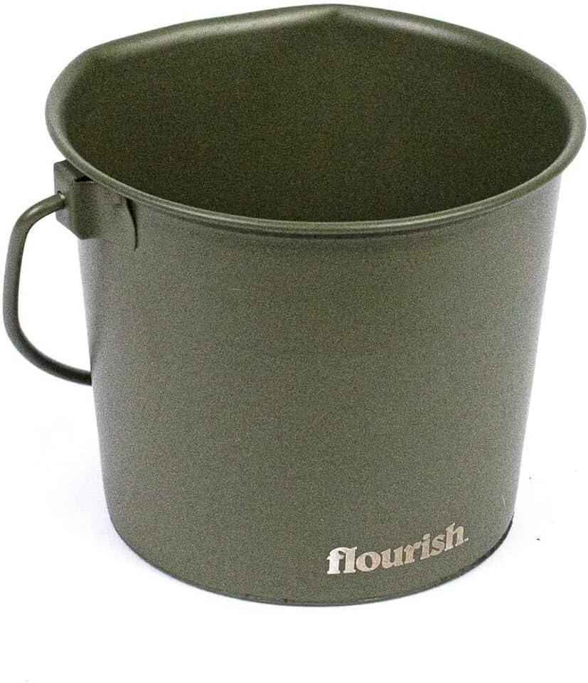 Flourish Pets Stainless Steel Dog Bucket (6 Qt Army Green Powder Coated 2 Pack)