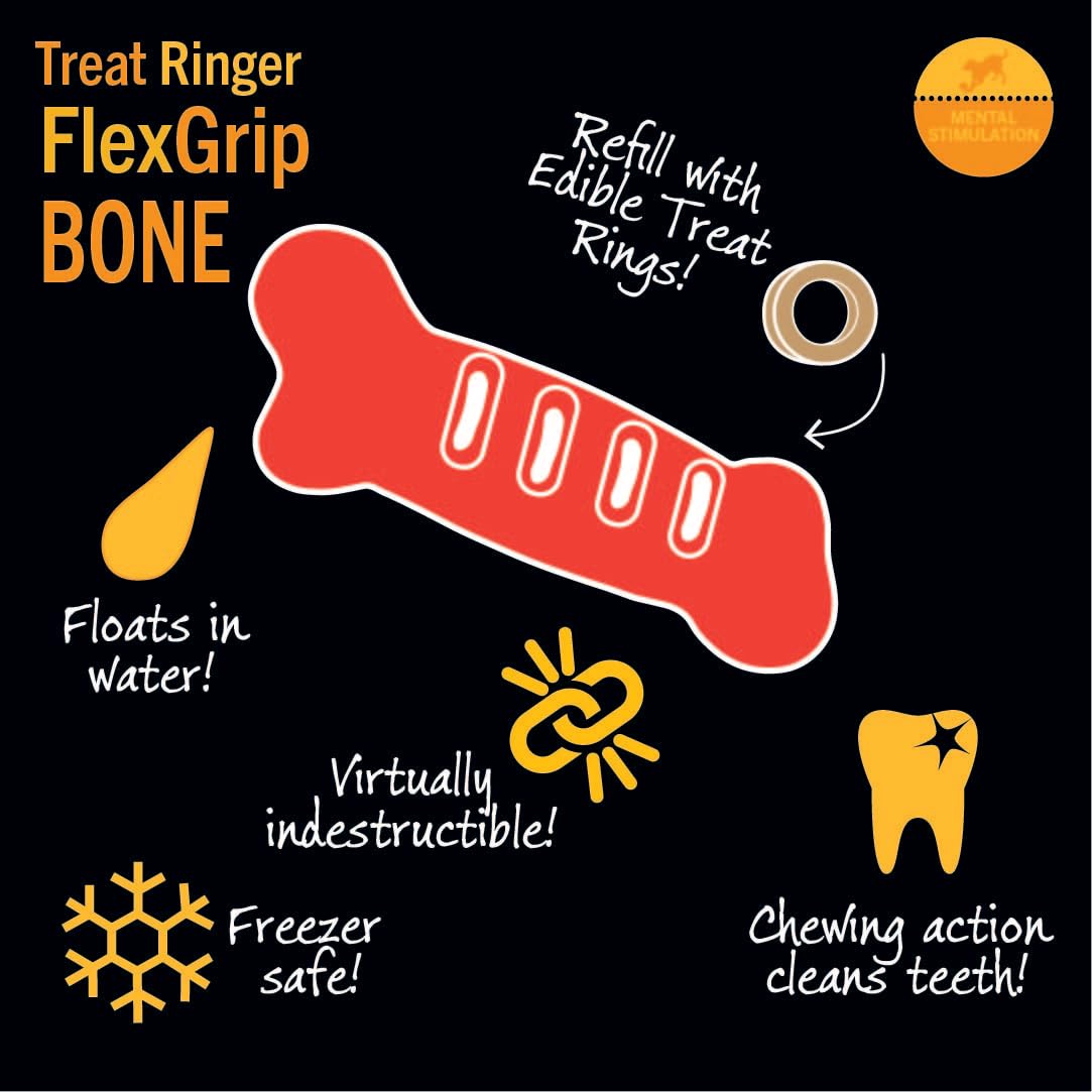 Starmark Treat Ringer FlexGrip Bone Large,Red