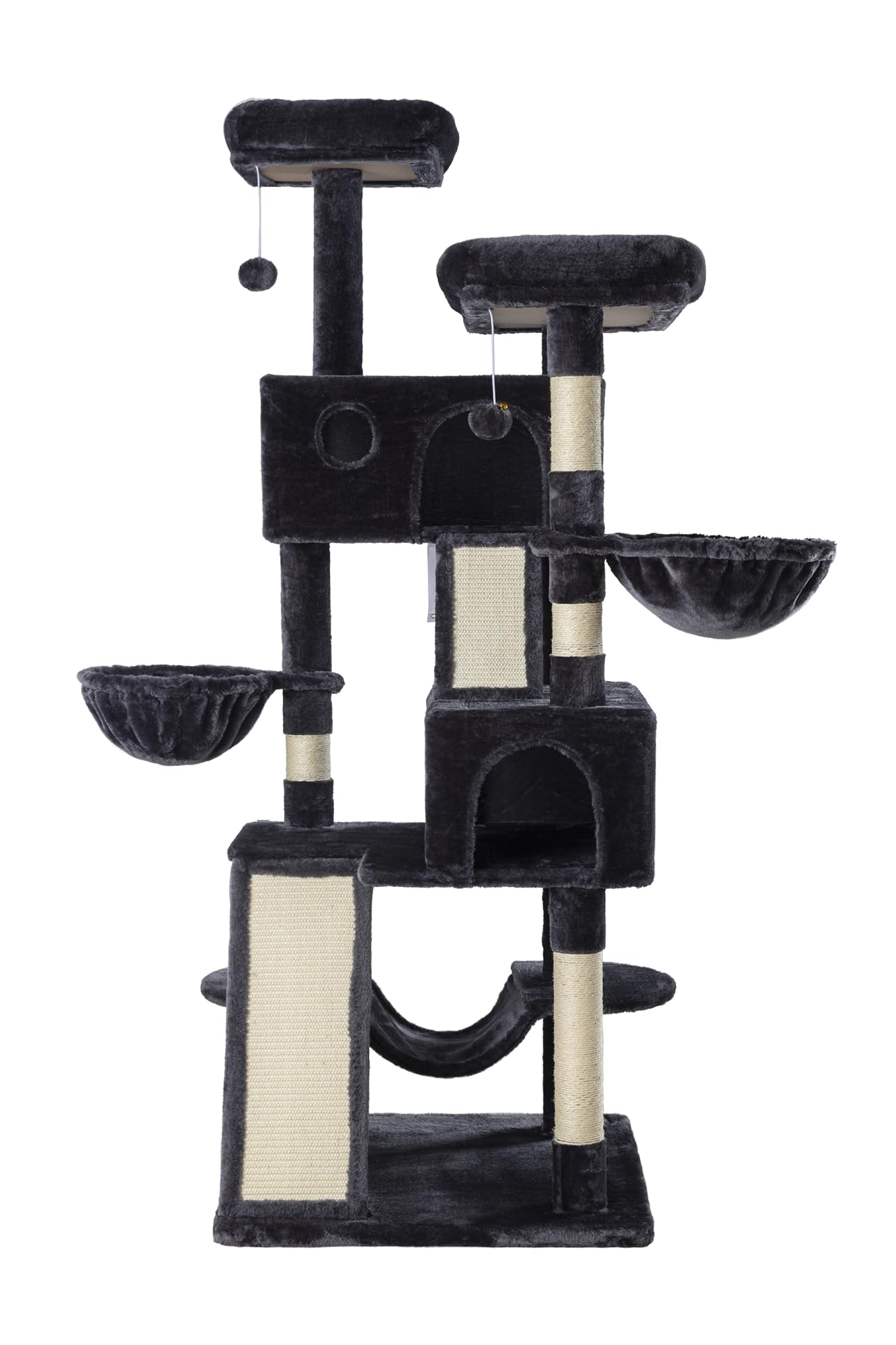 Muticor 66 Inches Multi-Level Large Cat Tree Tower For Indoor Big Feline/Cozy Plush Perches/Condo/Sisal Scratching Posts/Hammock