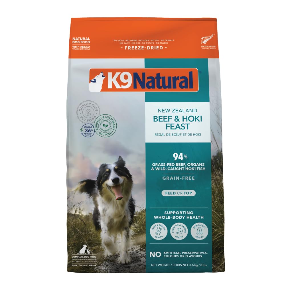 K9 Natural Grain-Free Freeze-Dried Dog Food, New Zealand Beef & Hoki Feast 8lb