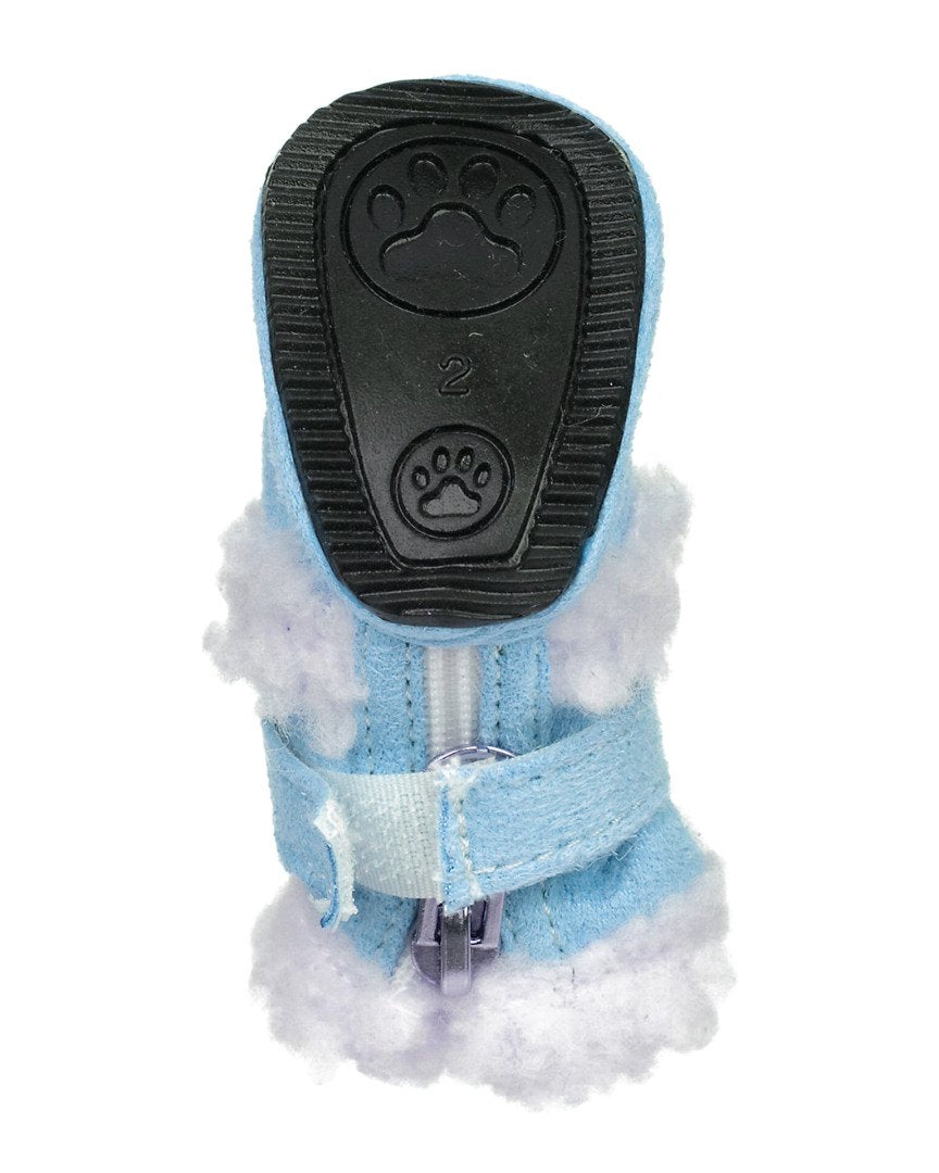 Pet Life Shearling Duggz Dog Shoes, Blue/White, Large