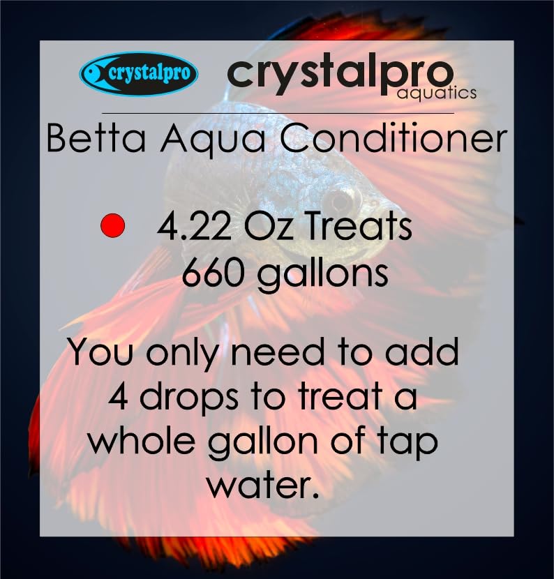 Crystalpro Betta Water Conditioner Treats 660 Gallons - Concentrated Betta Fish Water Conditioner Neutralizes Chlorine and Ammon