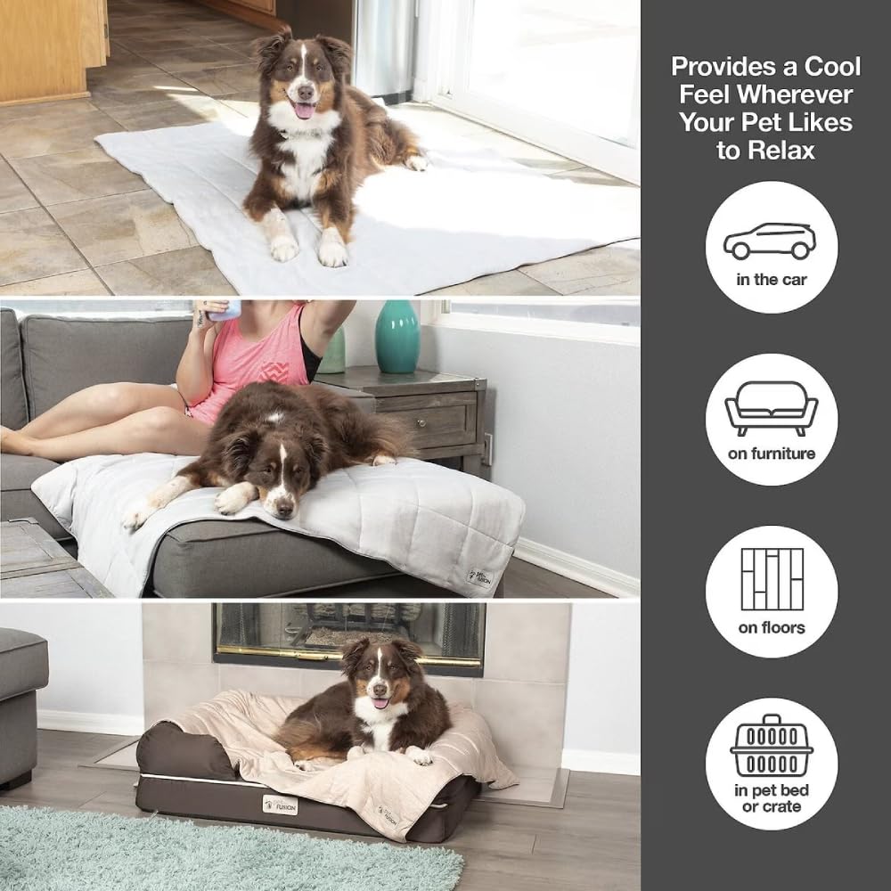 PetFusion Premium Cat and Dog Cooling Blanket, Lightweight Pet Blanket | Machine Washable | Multiple Sizes: for Pets Small to Ex