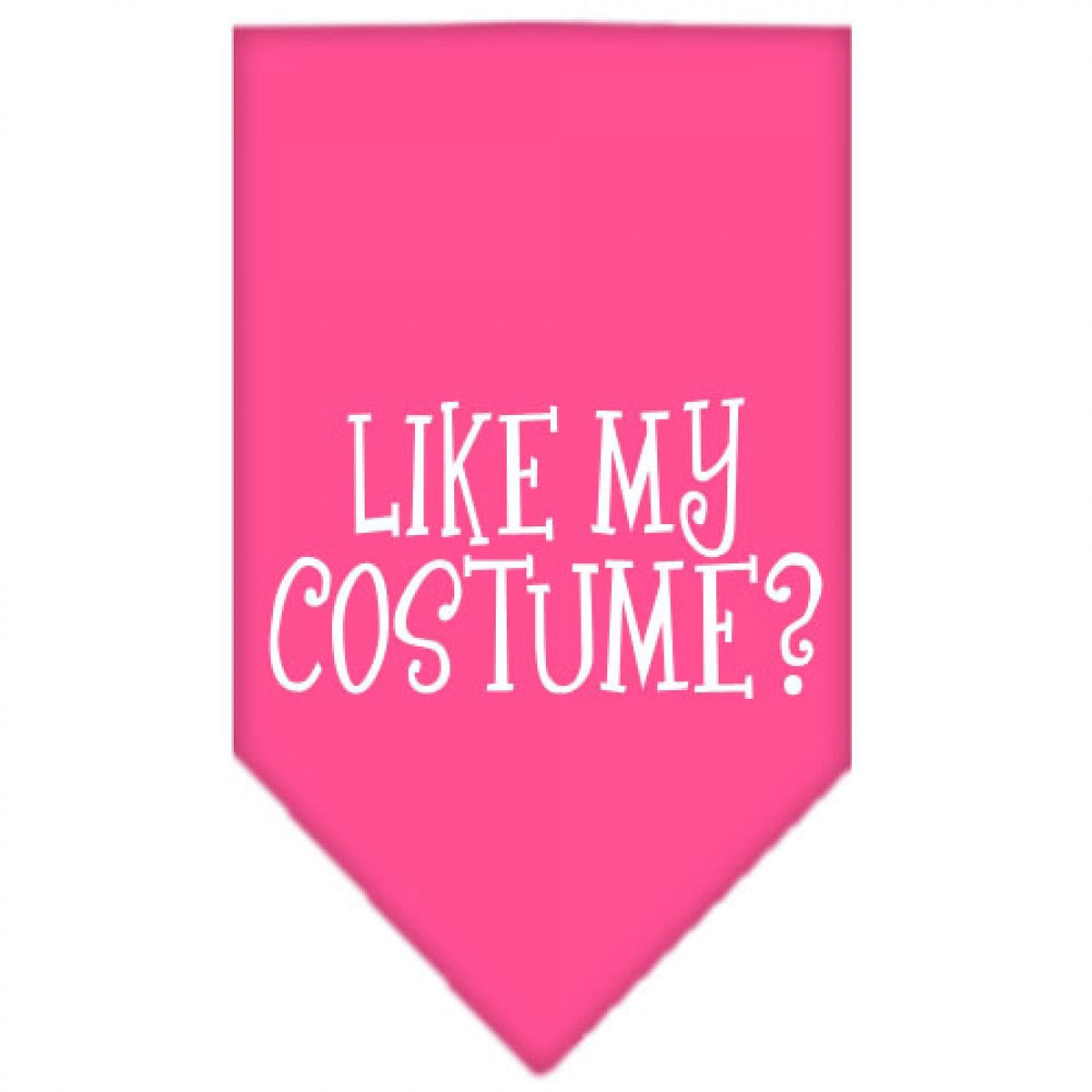 Halloween Pet and Dog Bandana Screen Printed, &quot;Like My Costume?&quot; Bright Pink Large