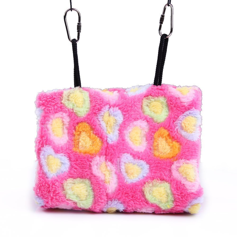 Vktech® Plush Snuggle Bird Hammock Hanging Snuggle Cave Happy Hut Bird Parrot Hideaway Size M (23.5 * 22Cm) (Pink)