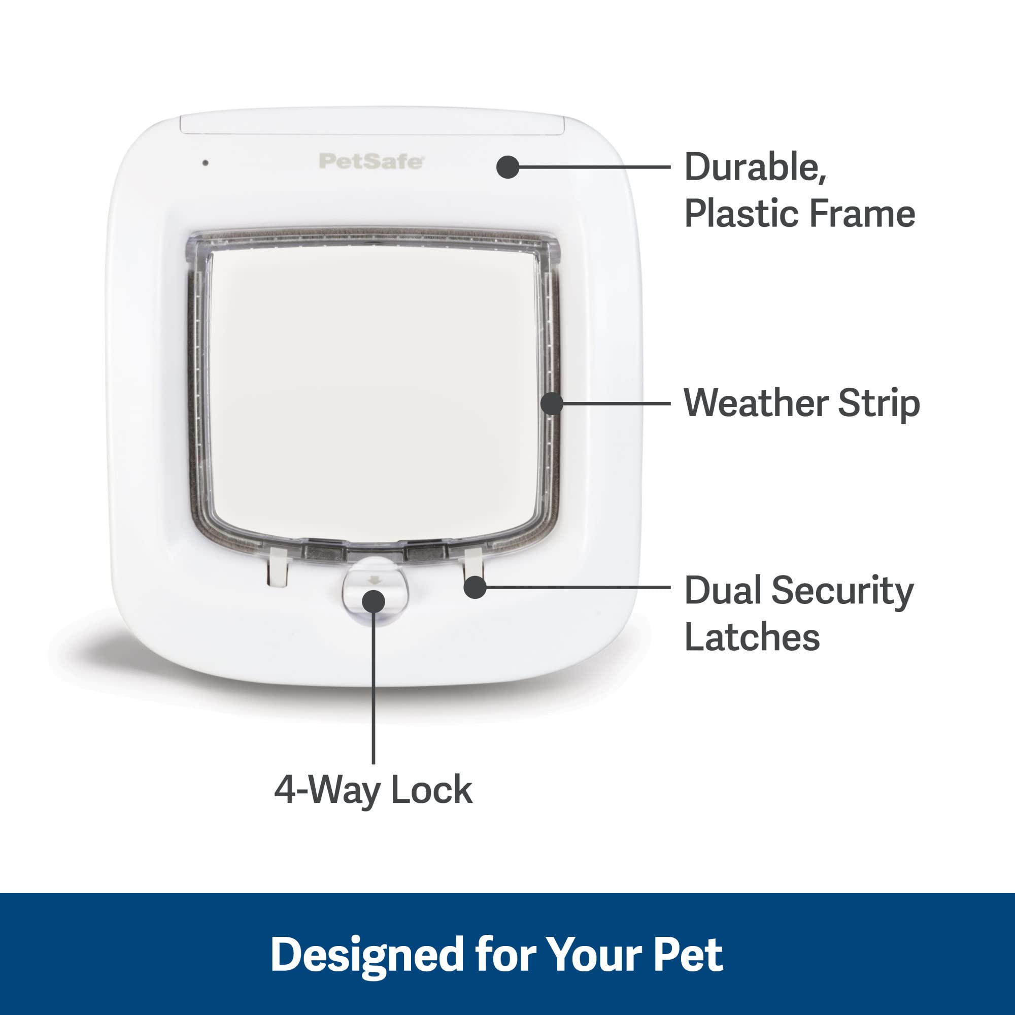 Petsafe Microchip Cat Door, Exterior Or Interior Pet Door - Multi-User Rfid Access Up To 40 Pets, 4-Way Locking, Weatherproof, D