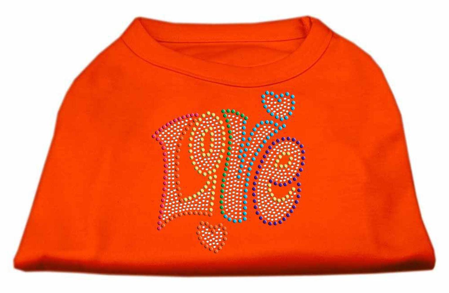 Mirage Pet Products Technicolor Love Rhinestone Pet Shirt Orange Med (12)