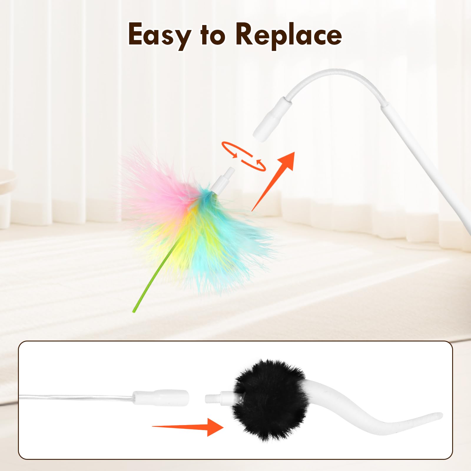 Apodess 6 Pcs Feather Replacement Cat Toys For Ct01 Cat Toy Feather Accessories For Indoor Refills Kittentoy Accessories