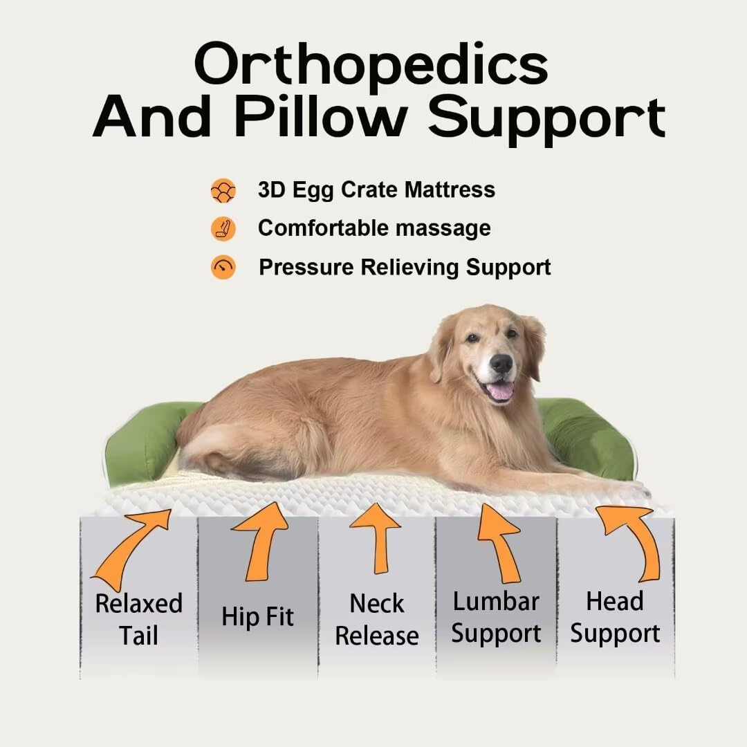 Large Dog Bed Orthopedic Washable - Beds Bolster - Extra Large Big Dogs - Memory Foam Couch Sofa - Waterproof With Removable Cov