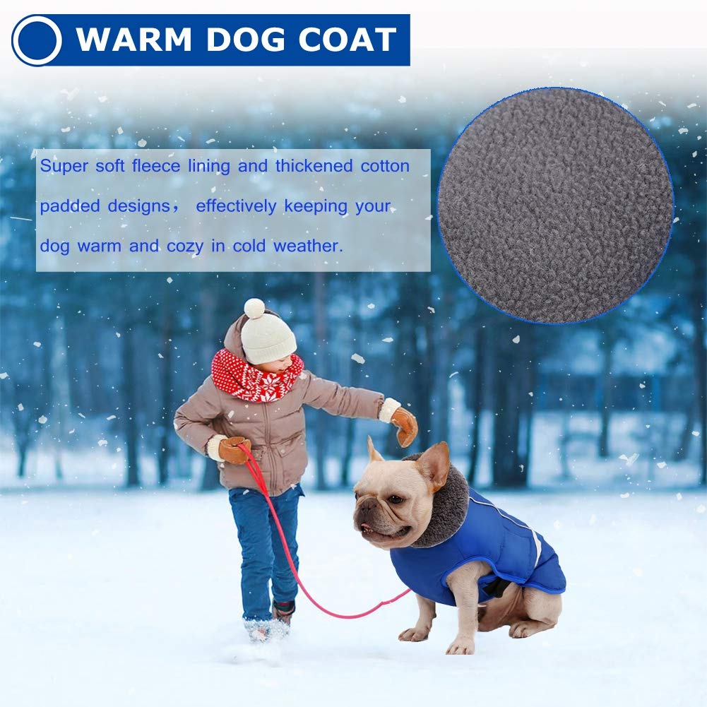 Qbleev Warm Dog Coat Reflective Dog Jacket, Waterproof Dog Winter Coat Turtleneck Dog Clothes For Cold Weather, Thick Fleece Lin