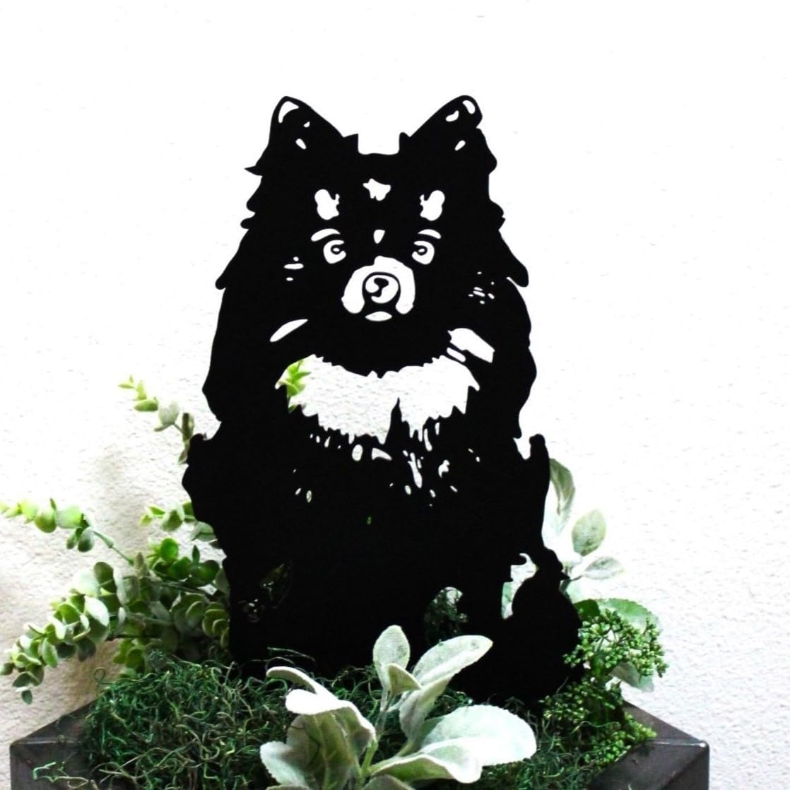 My Metal Rescue Black Powder Coated Metal Pomeranian Dog Silhouette Yard Stake (Small)