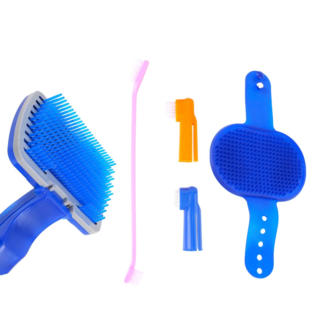 Professional Pet Grooming Brush Set, Blue Plastic DoubleSided Dog Brush with Cleaning Tool(Pack of 3)