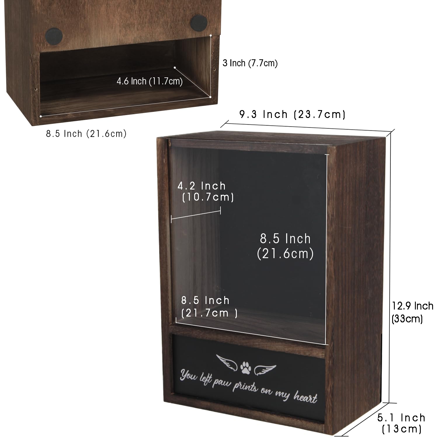 J JACKCUBE DESIGN Pet Memorial Shadow Box, Urn Frame for Dogs & Cats, Keepsake Display Case - MK1077A