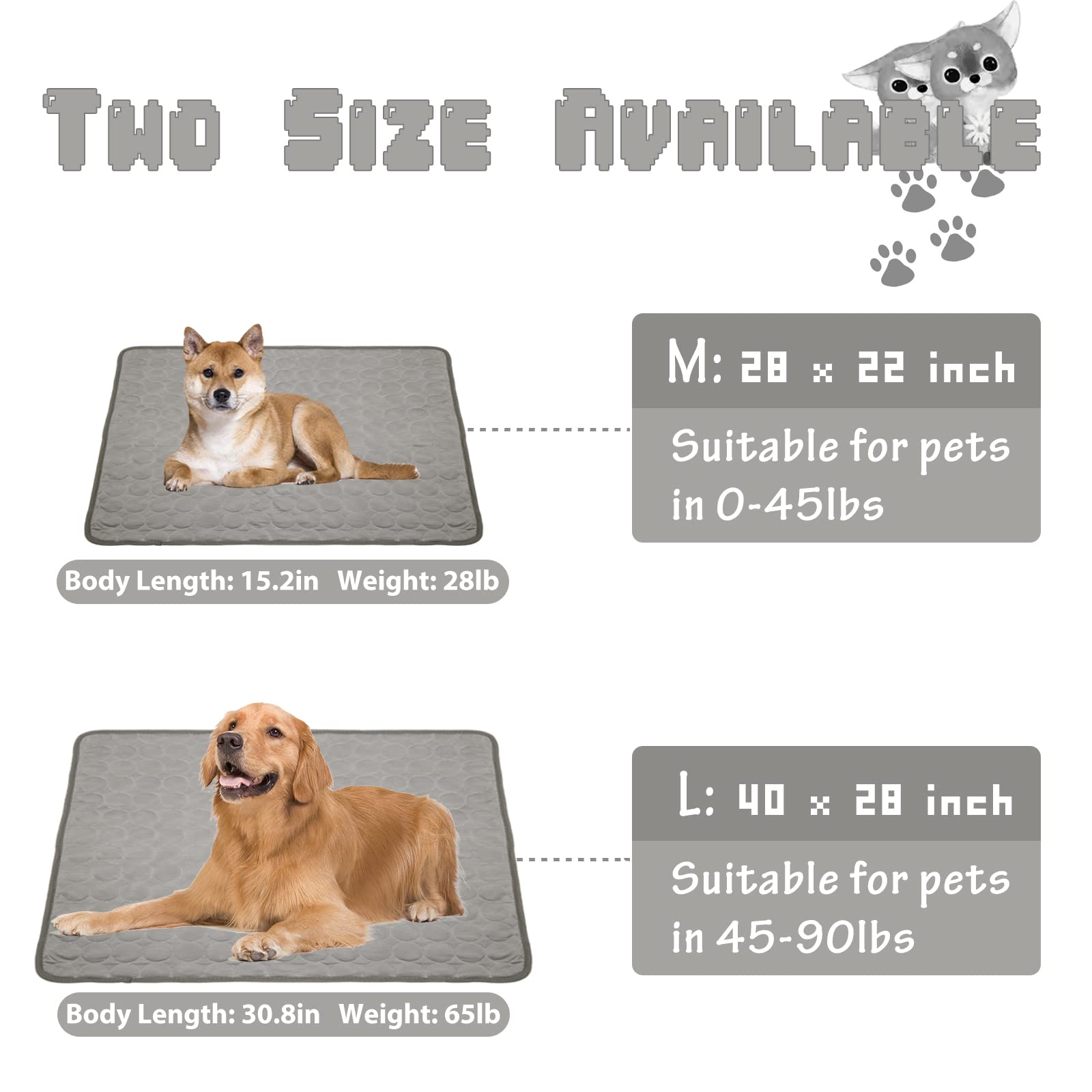 Meilimiyu Washable Dog Cooling Mat - Ice Silk Pet Self Cooling Pad Blanket For Indoor & Outdoor Car Seats
