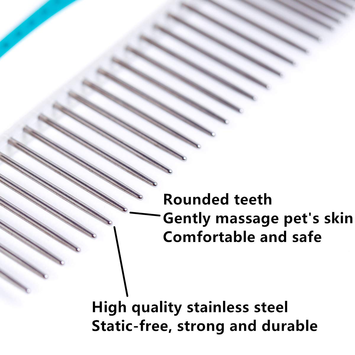 Piepea Pet Comb, Stainless Steel Teeth Comb For Dogs & Cats, Pet Hair Comb For Home Grooming Kit, Removes Knots, Mats And Tangles, 7 1/4'