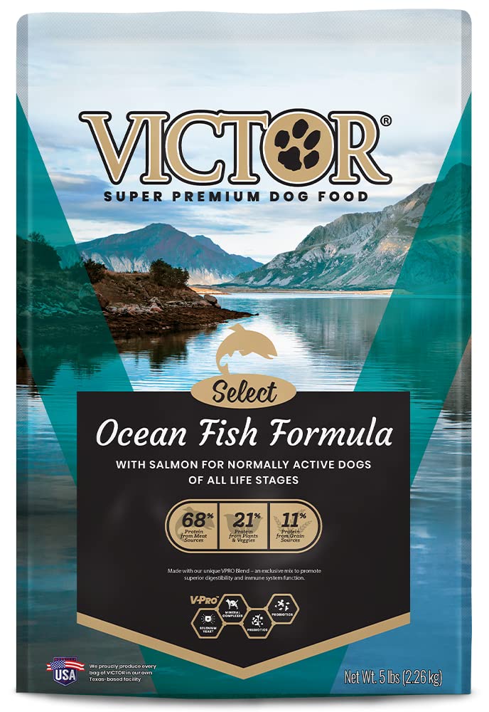 VICTOR Super Premium Dog Food - Select Ocean Fish Formula with Salmon - Omega-3 and Omega-6 Enriched Gluten-Free Dry Kibble for