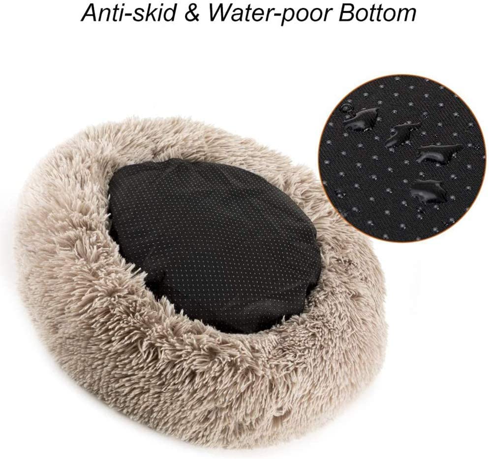Cat Beds For Indoor Cats - Cat Bed Washable 24 Inches, Dog Beds For Small Medium Dogs, Anti Anxiety Round Fluffy Plush Faux Fur