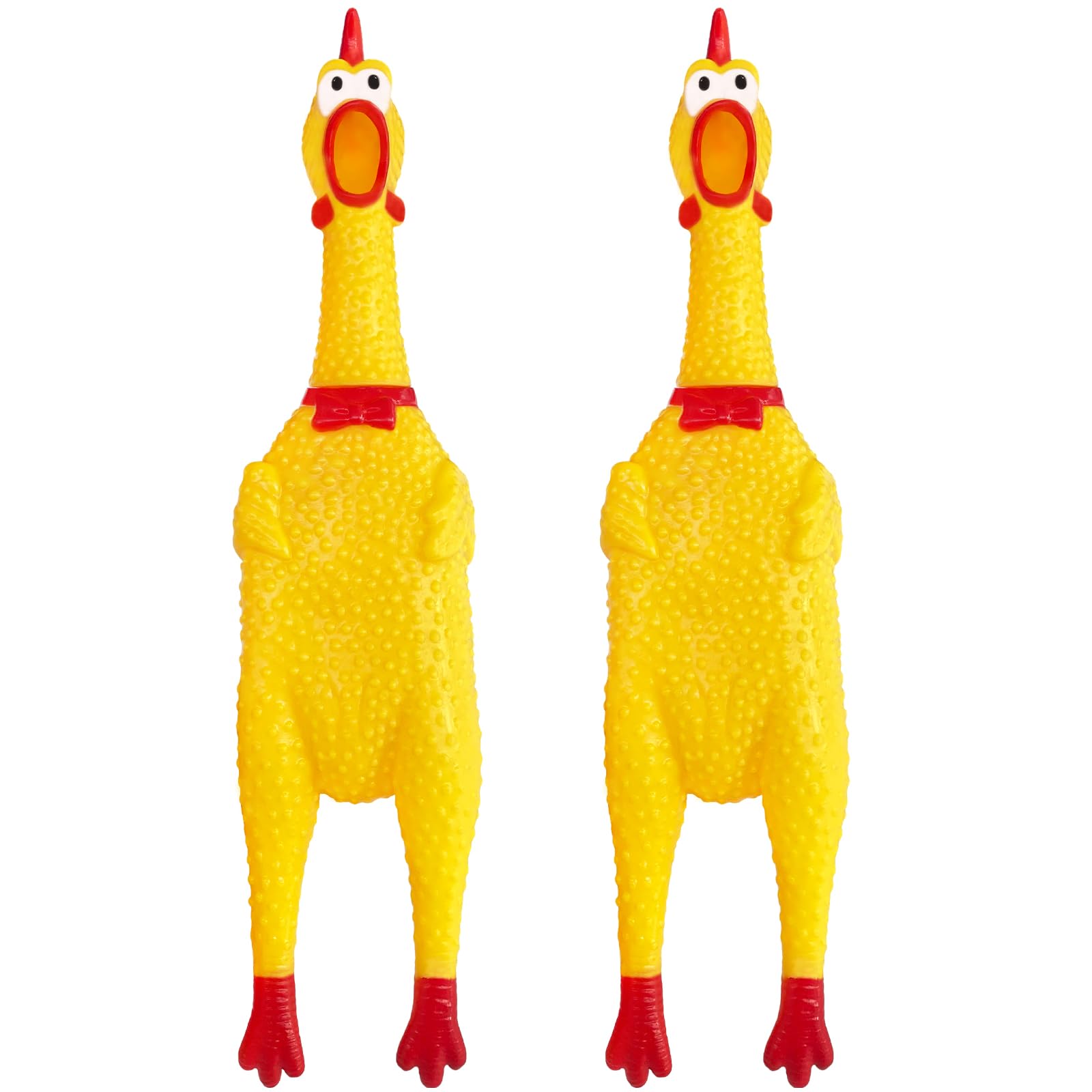 Xeehwb 2 Pcs Large Rubber Chicken,Screaming Chicken Dog Toys,Yellow Rubber Squawking Chicken,Squeaky Chicken Toys,Prank Noise Ma