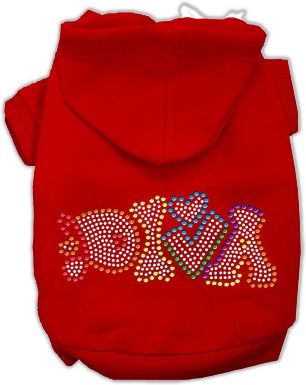 Pet, Dog & Cat Hoodie Rhinestone, 'Technicolor Diva' Red Lg (10-14 Lbs.)