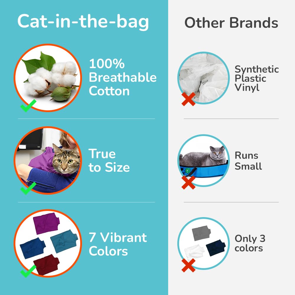 Cat-in-the-Bag Cozy Comfort Carrier - Large Lavender Cat Carrier Soft, Cat Restraint Bag and Cat Sling Carrier for Grooming, Vet