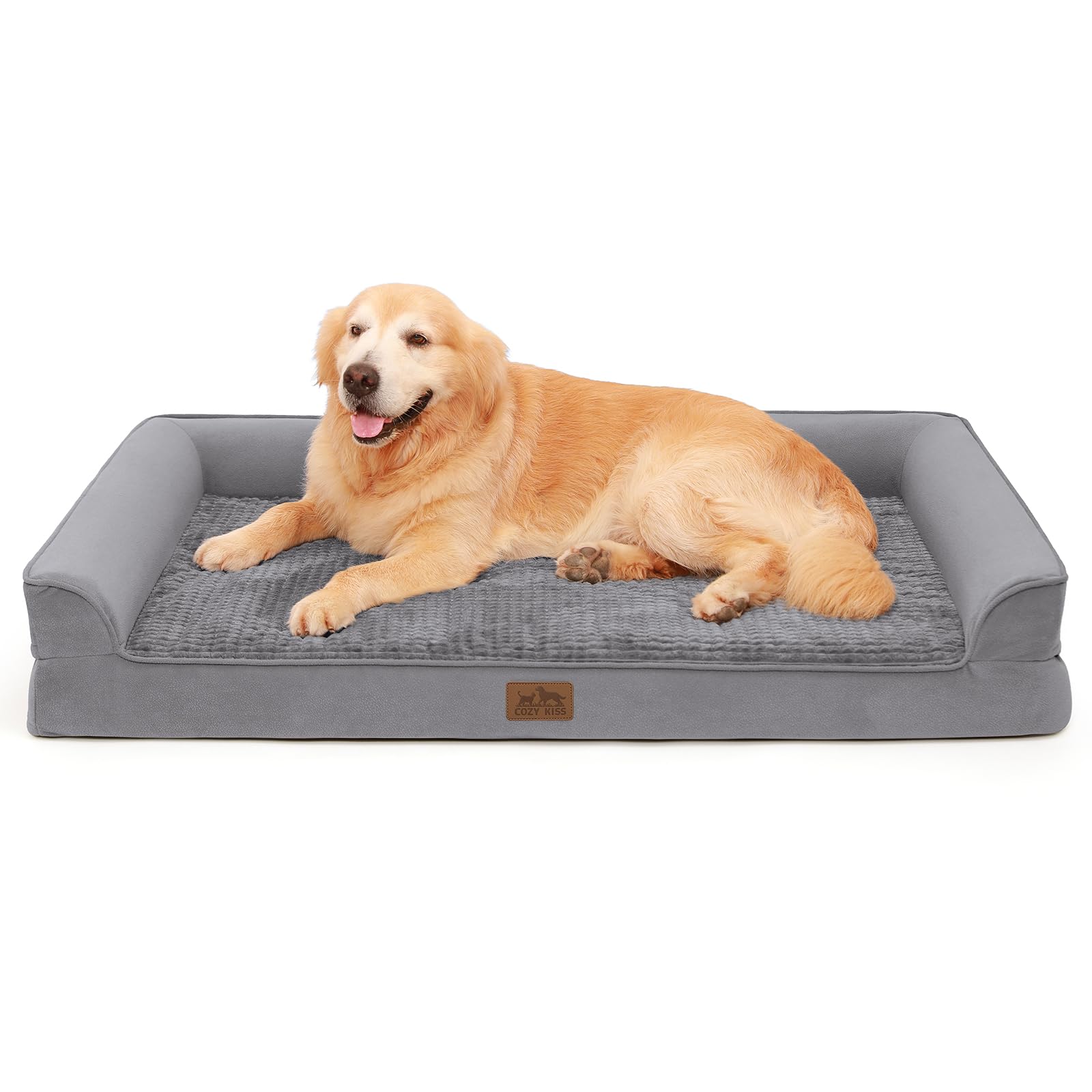 Cozy Kiss Orthopedic Dog Bed For Extra Large Dog, Xl Pet Couch For Xlarge Size Dog, Big Supportive Foam Bolster Sofa With Waterp