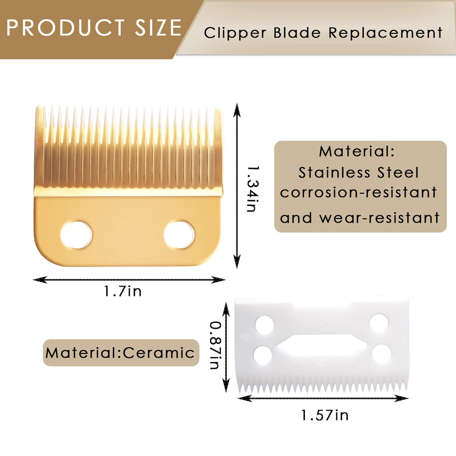Clippers Blades Replacement Compatible With Wahl 30-15-10(#1037-400),Professional Animal Standard Adjustable Blade Set,Ceramic D