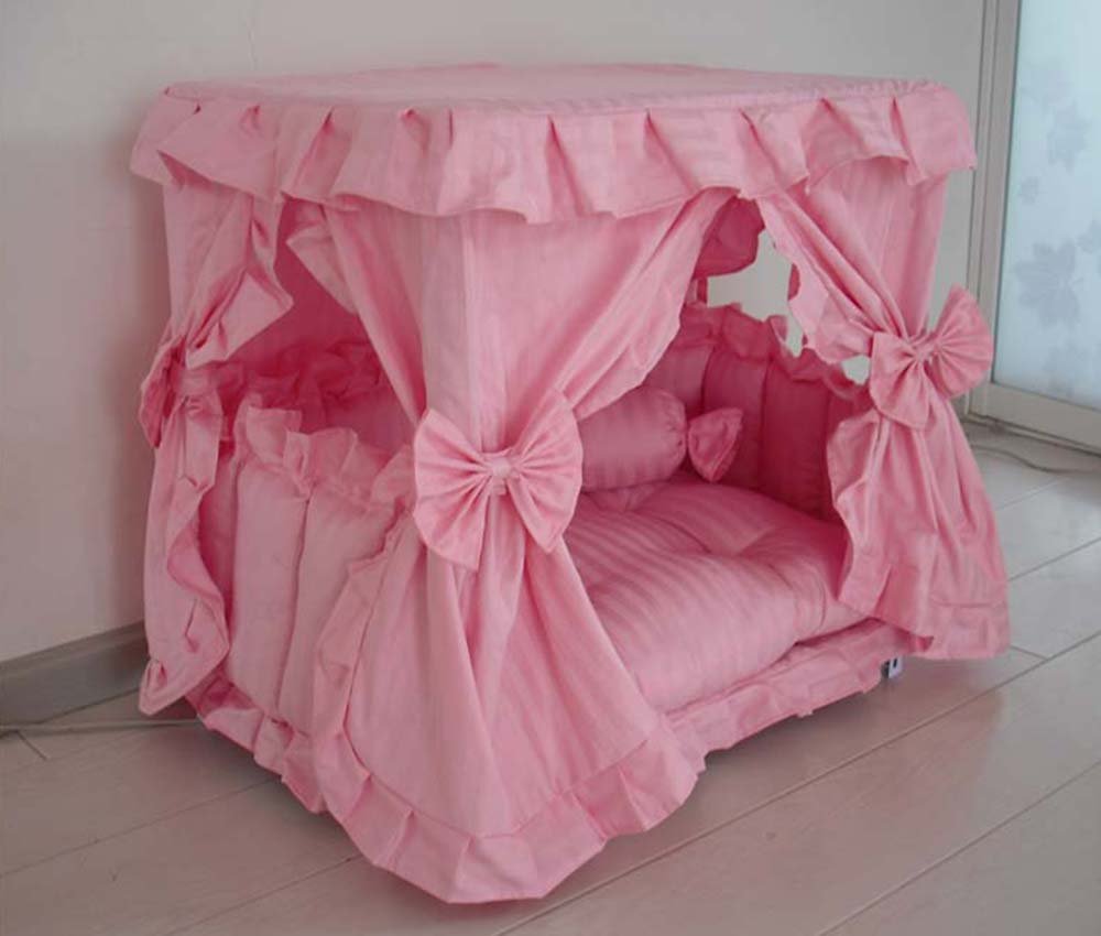 Princess Pink Pet Dog Handmade Bed House+1 Candy Pillow (S)