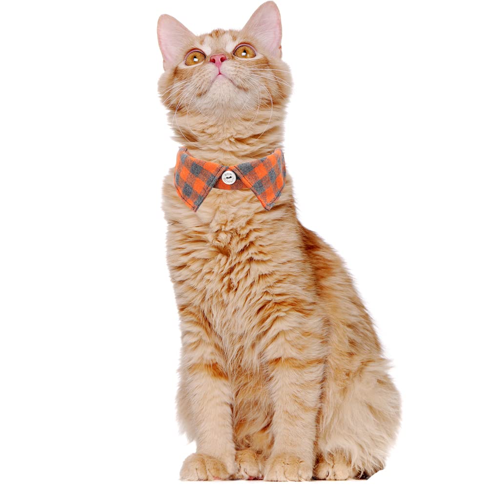 2 Pack/Set Cat Collar Breakaway With Cute Bow Tie And Bell Plaid For Kitty Adjustable Safety