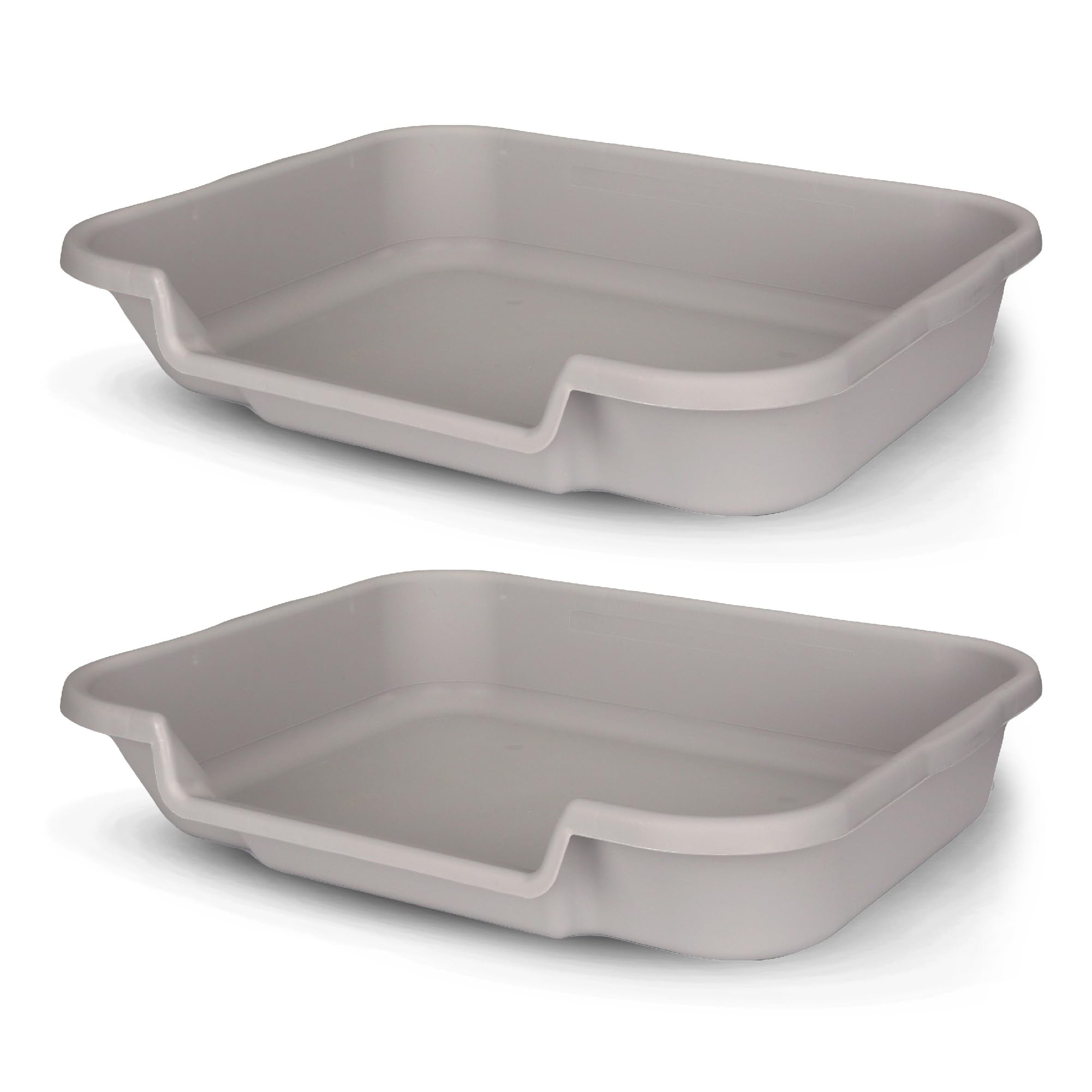 Kittygohere Senior Cat Litter Box 2 Pack, Large Misty Gray Low Entrance Kitty Litter Box, Sized For Cats Comfort, Perfect For Se