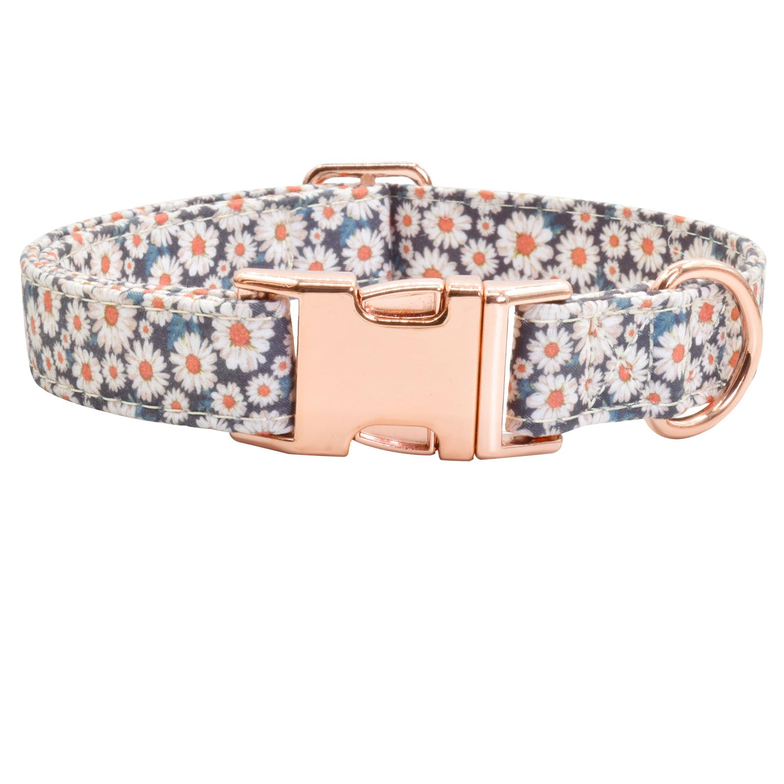 Cotton Dog Collar Metal Buckle Daisy Summer, Cute Adjustable Dog Collar Soft For Small Medium Large Boys Girls Dogs Durable (01-