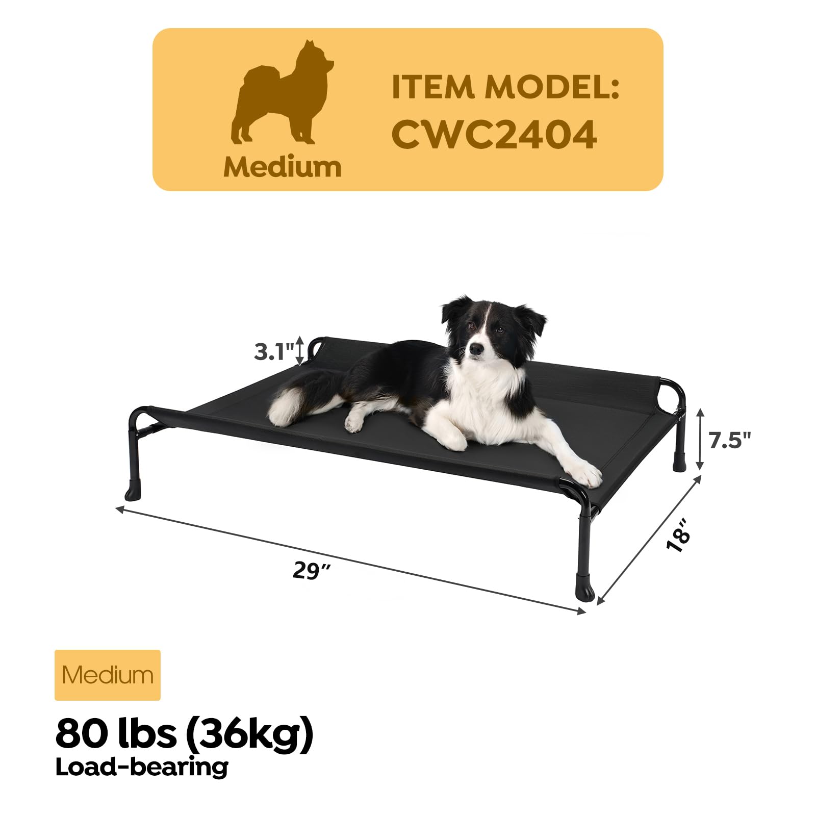 Veehoo Elevated Dog Bed, Cooling Raised Dog Bed With Guardrail & Headrest, Upgraded Non-Slip Silicon Feet, Breathable Teslin Mes