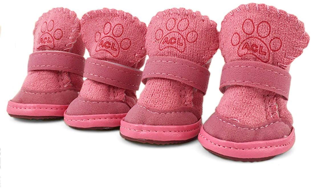 Payanwin Dog Boots Paw Protector, Anti-Slip Dog Shoes,Dog Australia Boots Pet Antiskid Shoes Winter Warm Skidproof Sneakers, For Small Dog (#1, Pink)