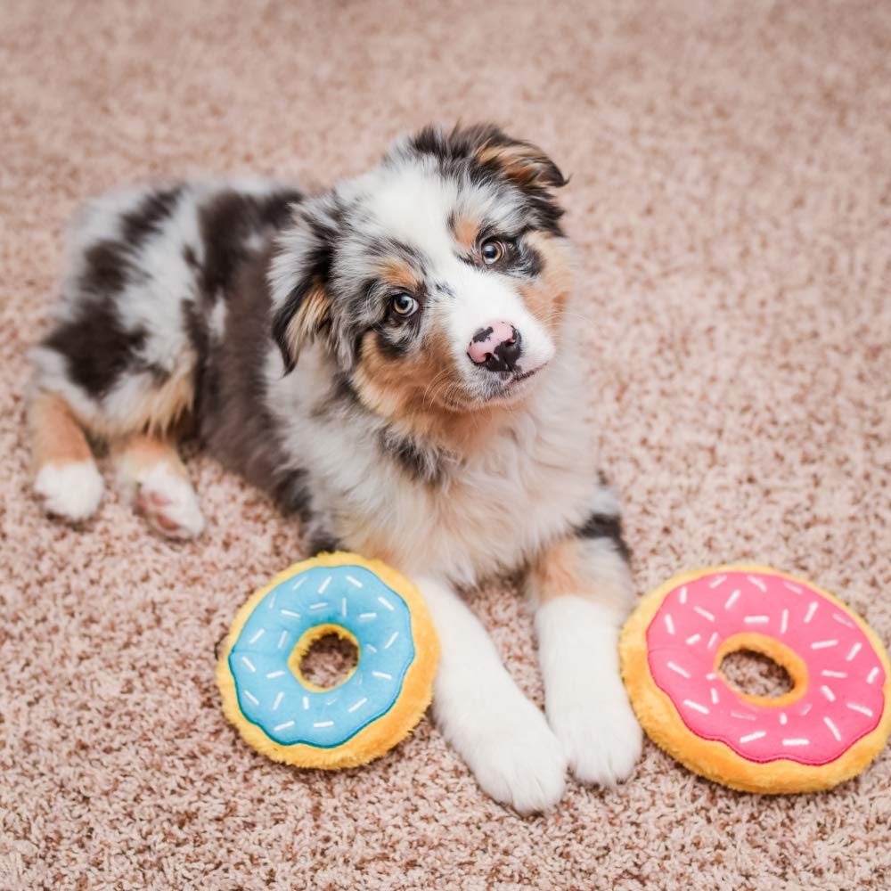 Zippypaws - Mini Donutz No Stuffing Squeaky Plush Dog Toy - Chocolate, Mini Size