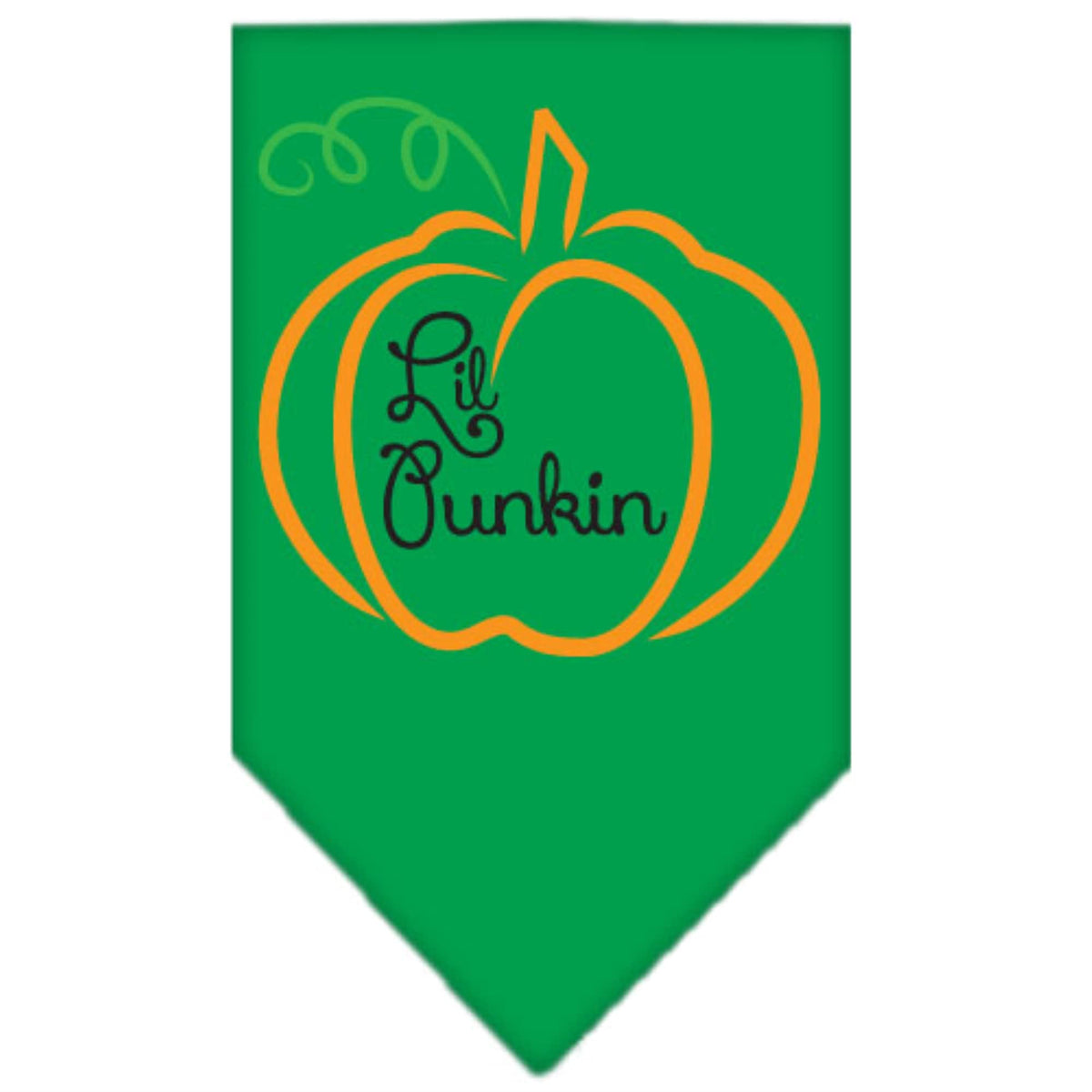Halloween Pet and Dog Bandana Screen Printed, &quot;Lil Punkin&quot; Emerald Green Large