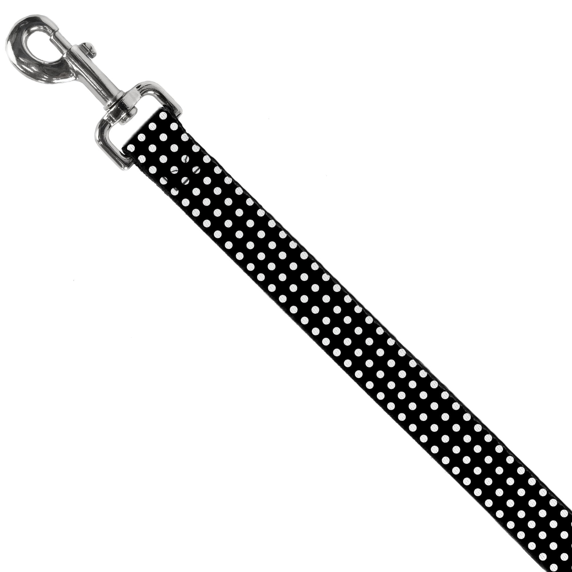Dog Leash Micro Polka Dots Black White 4 Feet Long 1.5 Inch Wide