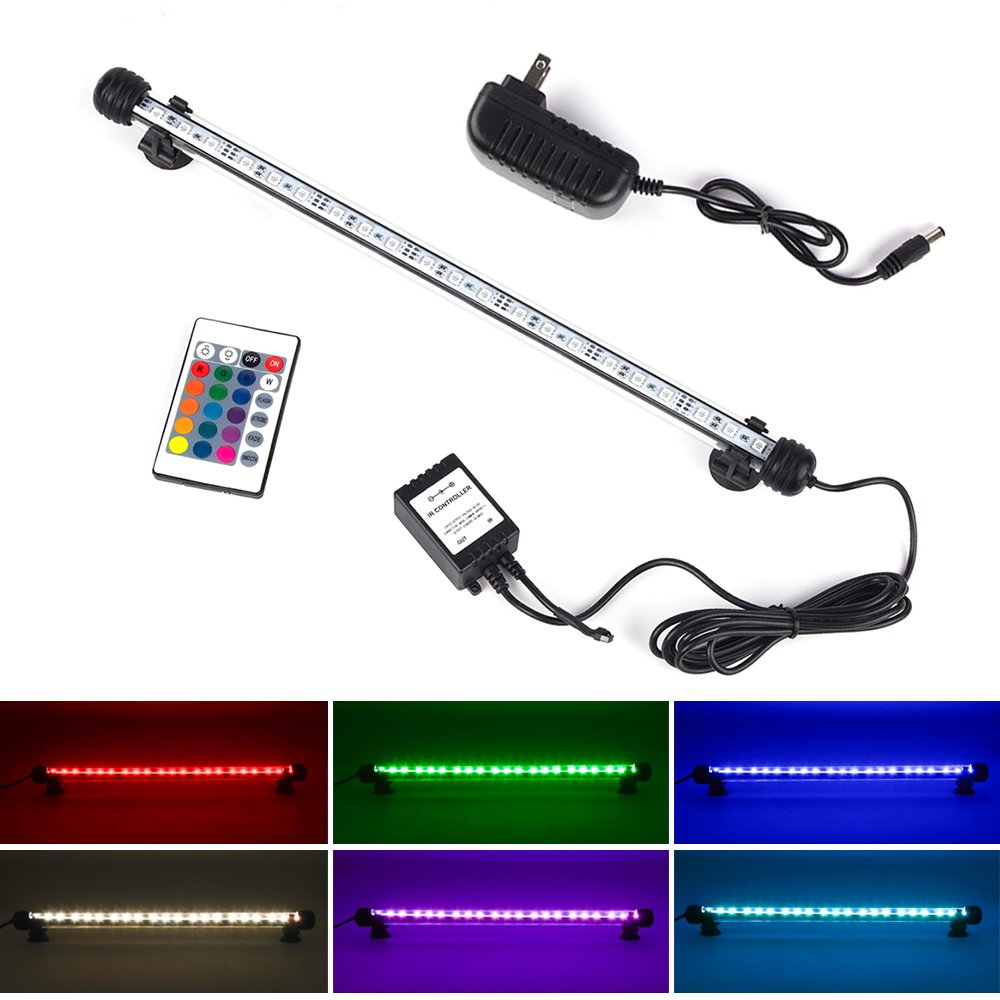 S SMIFUL LED Aquarium Lights, RGB Fish Tank Lights Underwater IP68 Waterproof Submersible Remote Control Tank Lid Lights Colored