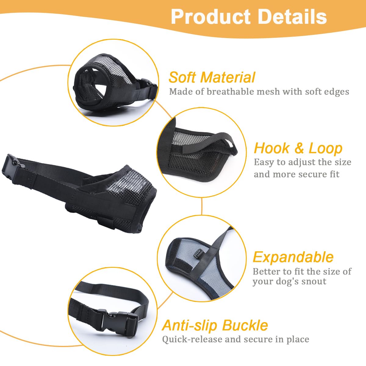 Mayerzon Dog Muzzle with Adjustable Strap to Prevent Biting Fierce Barking and Chewing, Air Mesh Breathable Pet Muzzles for Smal