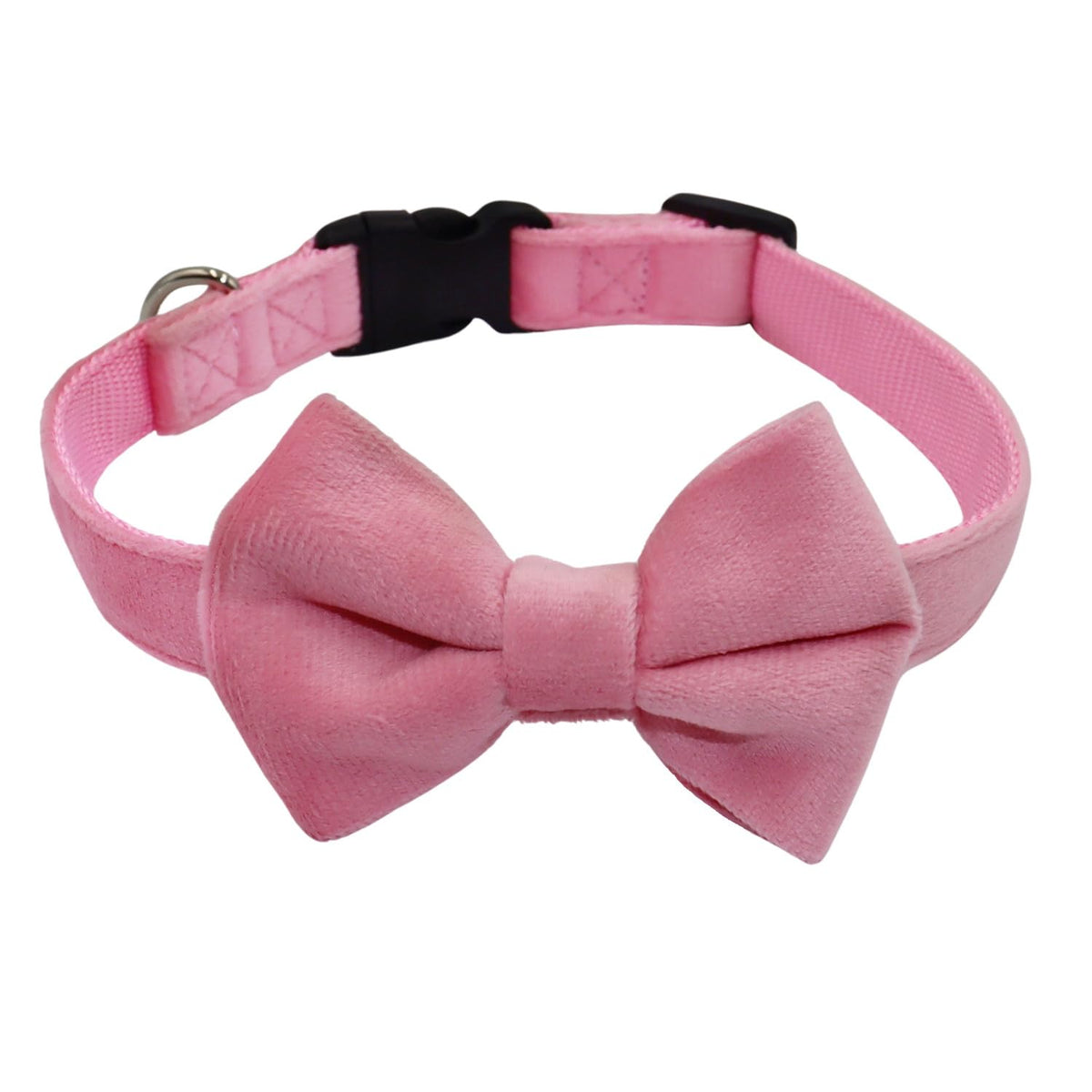 Wdpaws Dog Collar With Bowtie Soft Velvet Material With Quick Release Buckle For Large Dogs (Pink, L)