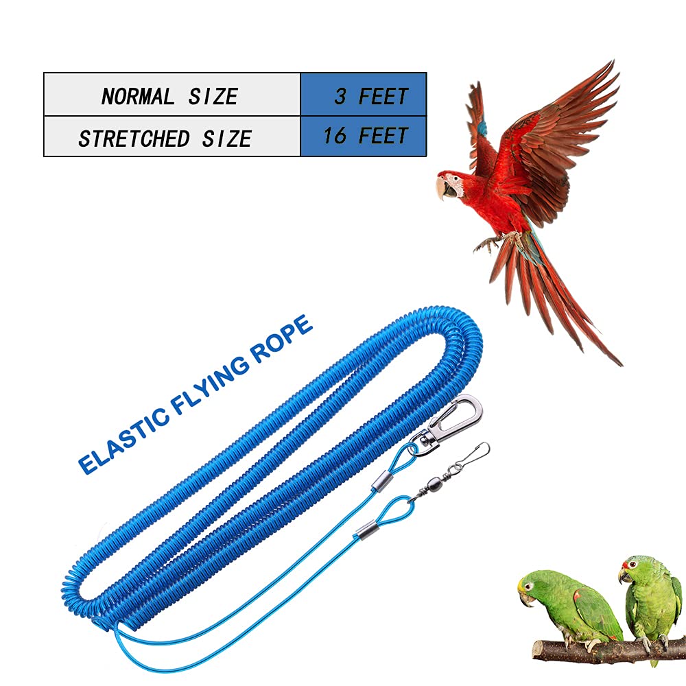 Parrot Bird Harness Leash Anti-Bite Outdoor Blue Flying Training Rope With 5Pcs Different Sizes Of Soft Foot Loops And Training Whistle(Upgraded Version Of Ankle Ring)