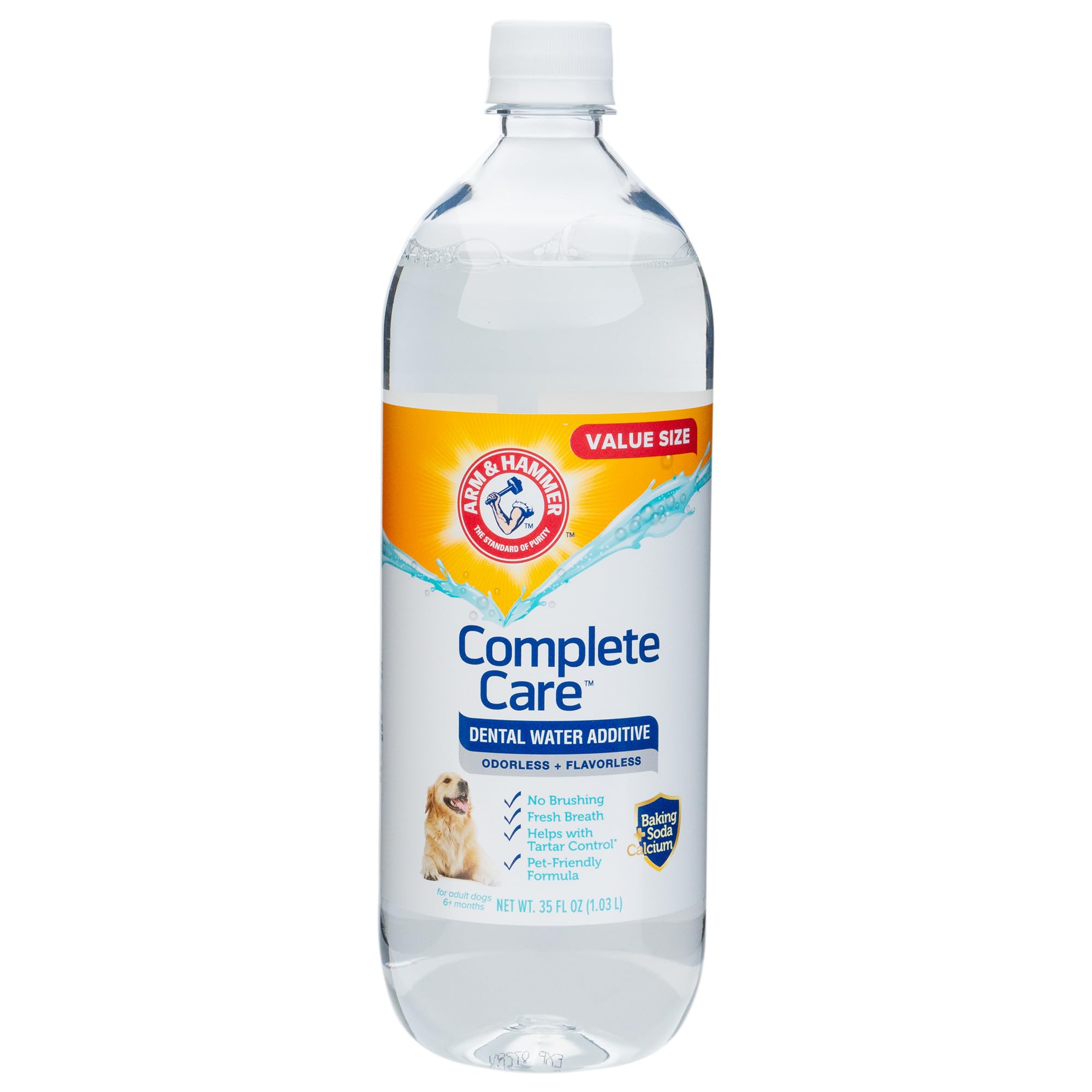 Arm & Hammer Complete Care Dental Water Additive for Dogs, Dog Breath Freshener, Dog Mouth Wash or Dental Rinse, Simply Add to P
