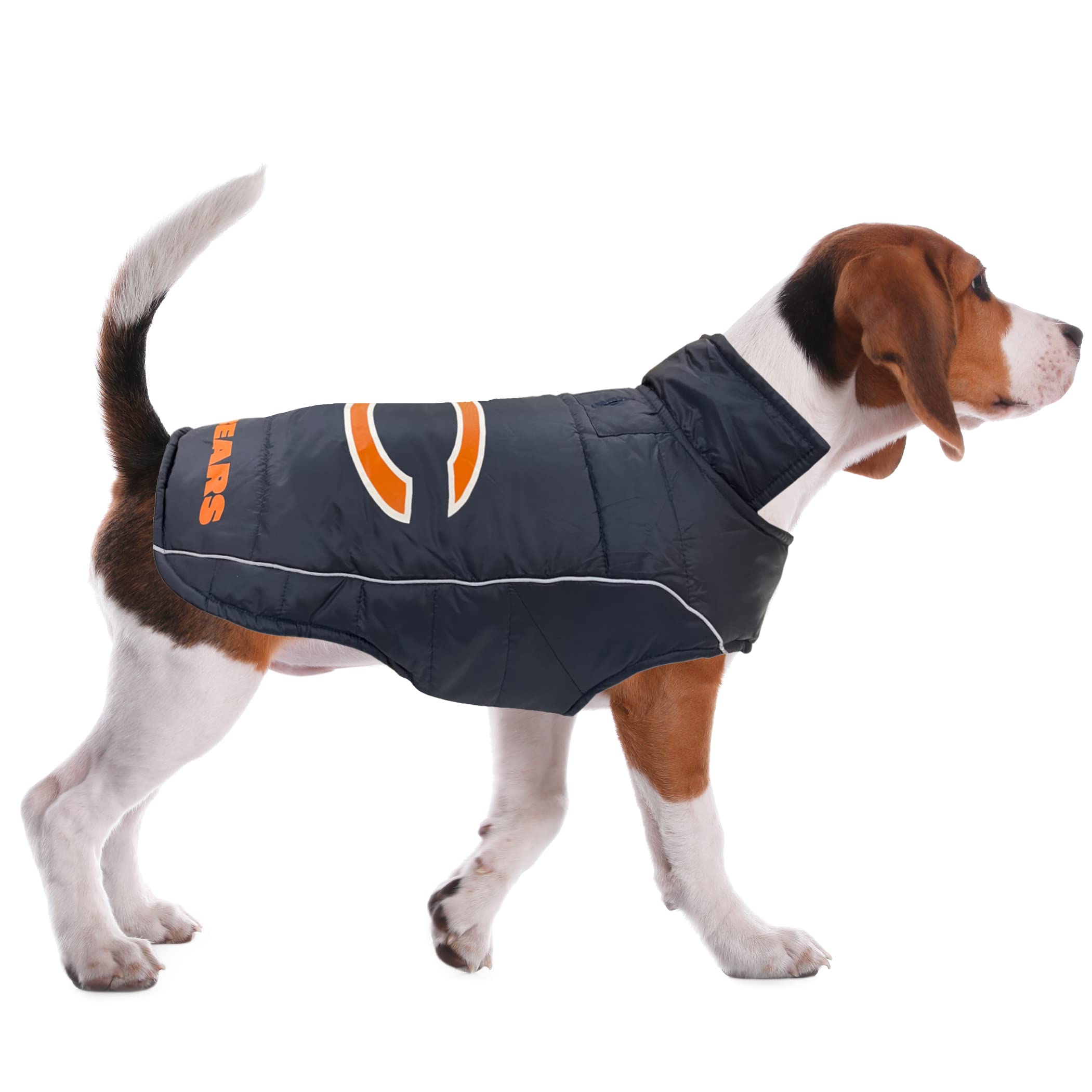 Nfl Chicago Bears Puffer Vest For Dogs & Cats, Size Medium. Warm, Cozy, And Waterproof Dog Coat, For Small And Large Dogs/Cats.