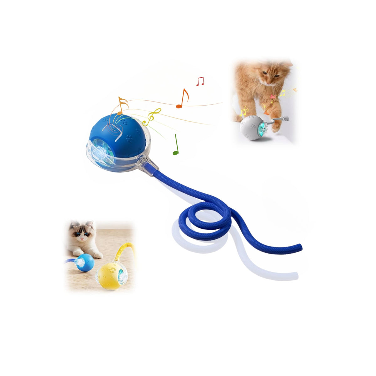 Zonciho 2025 New Interactive Cat Toys Balls, Chirping & Motion Activate Cat Toys(B Blue)
