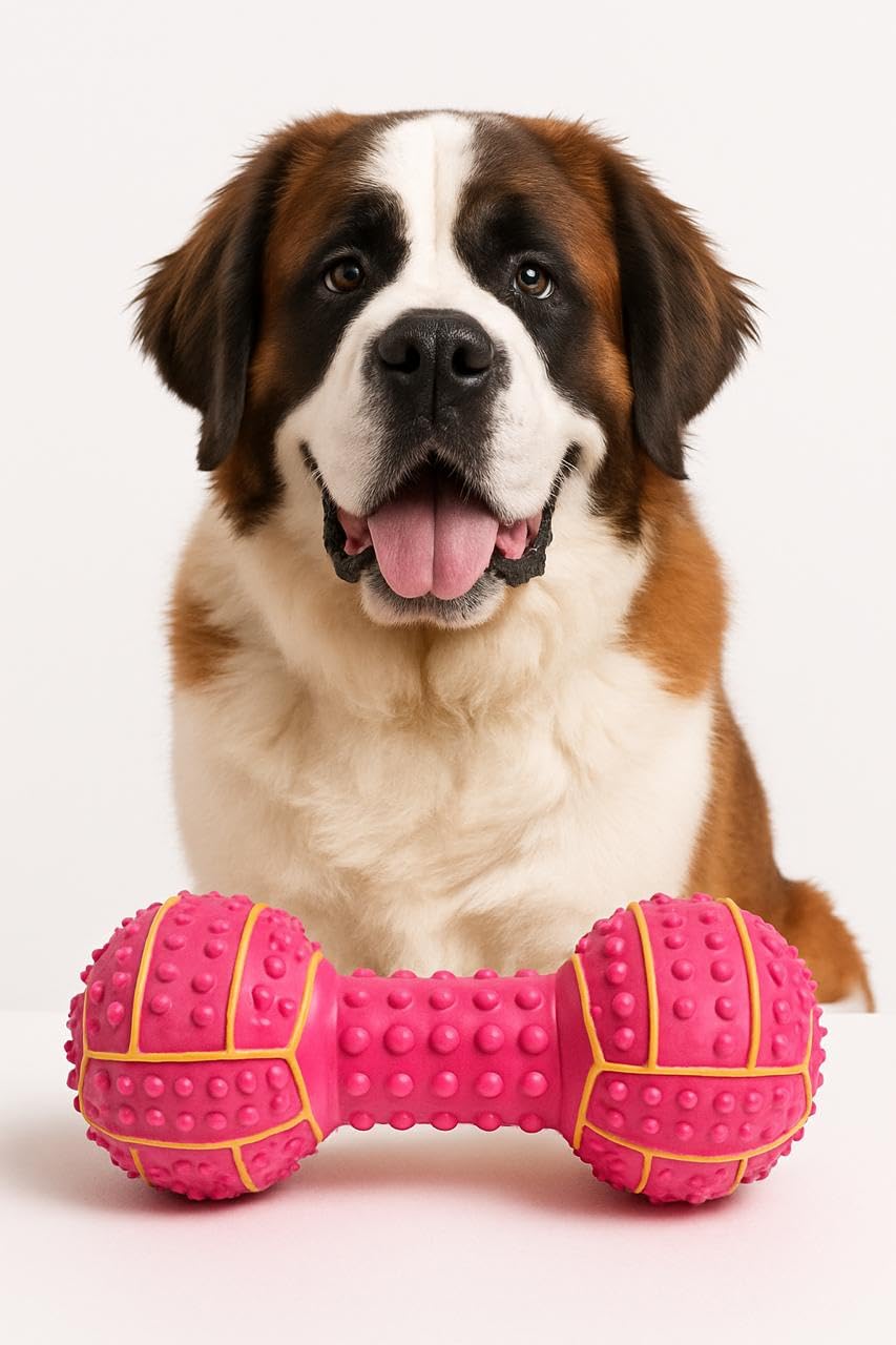 WAGGYTAILS Premium Squeaky Dumbbell Toy for Dogs (Made in U.S.A) 15 cm Rubber Chew Toy | Interactive Sound Toy for Puppies & Adu