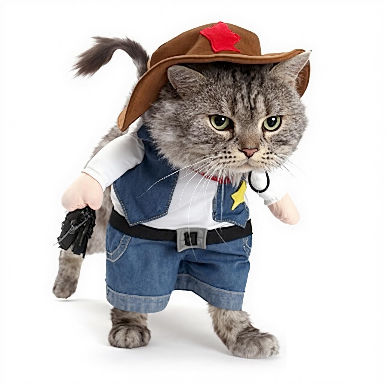 Mikayoo Pet Dog Cat Halloween Costumes,The Cowboy for Party Christmas Special Events Costume,West Cowboy Uniform with Hat,Funny 