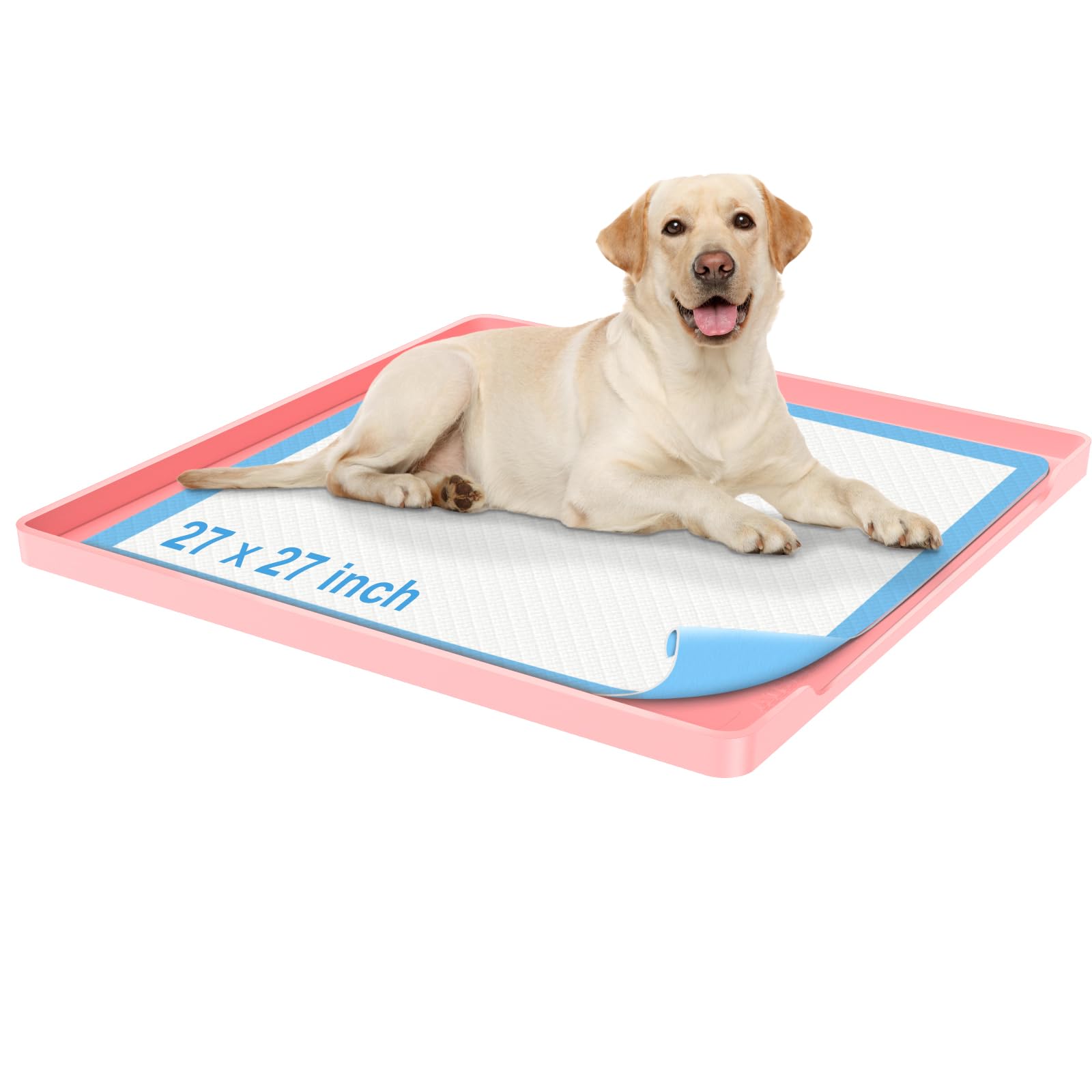 Aisslro 27''X27'' Dog Pad Holder [1 Inch Raised Edge] Dog Pee Pad Holder Non-Slip Silicone Mat & Leak-Proof Dog Potty Tray For F