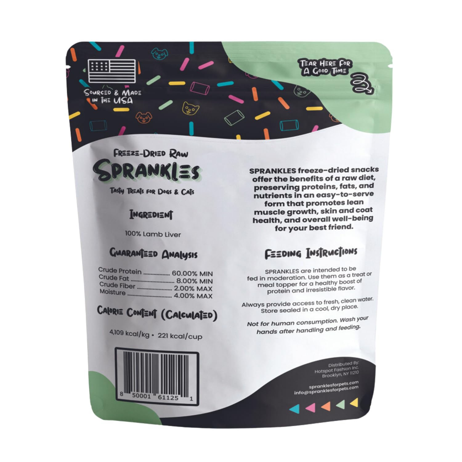 SPRANKLES Freeze Dried Lamb Liver Treats for Cats & Dogs - 1LB Big Bag Single Ingredient All Natural Grain-Free, High Protein, M