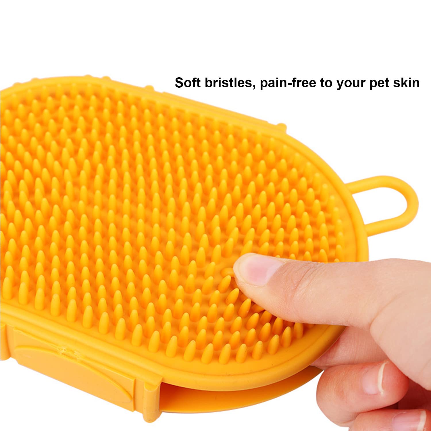 Ewinoom Dog Grooming Shampoo Brush, Pet Soothing Massage Rubber Bristles Curry Comb, Bath Gloves For Dogs And Cats Washing, Double-Sided Available, Yellow