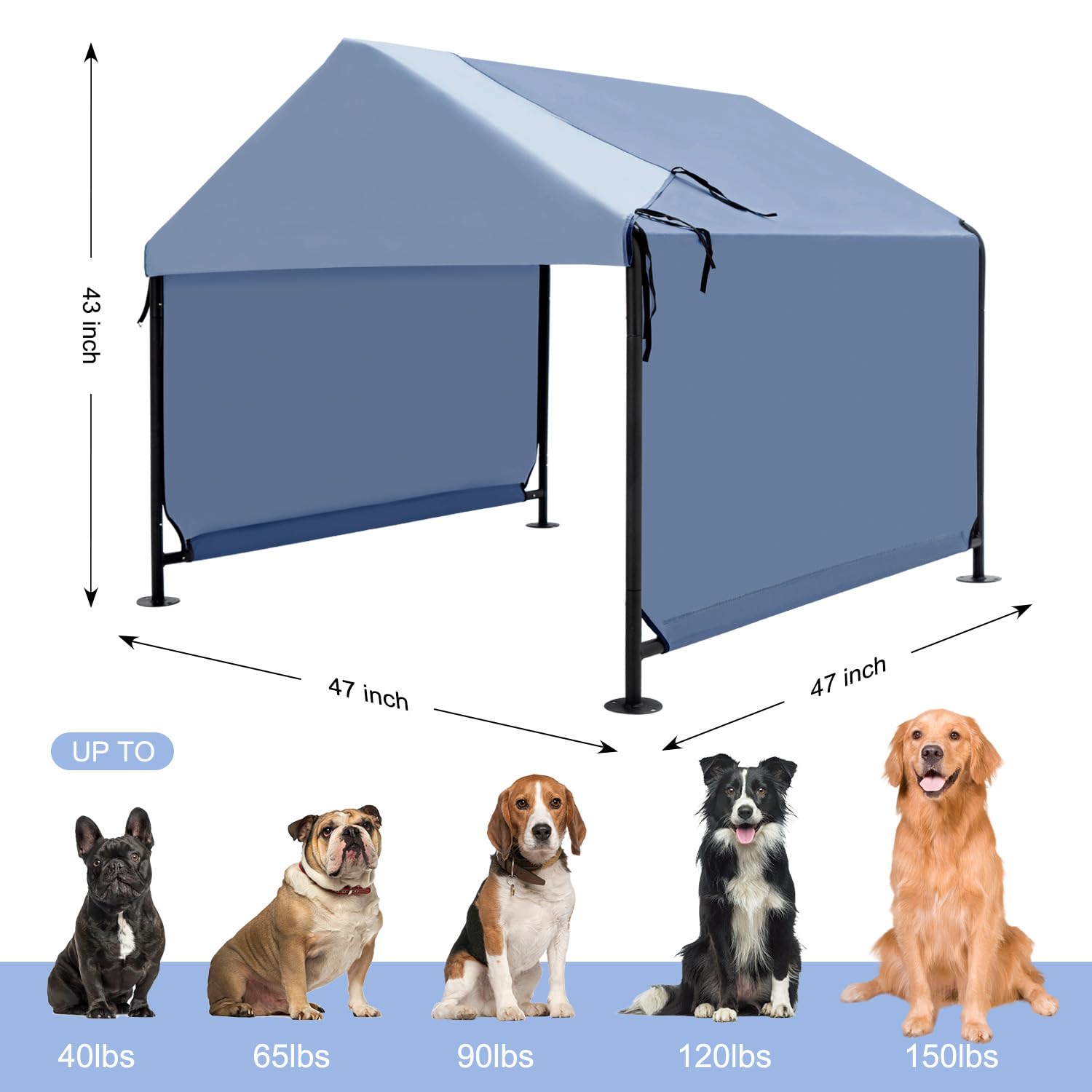 Yougym Xlarge Outdoor Dog House 4'X4'X3.6' For Large Dogs, Animal Shelter With Upgraded Doors, Outside Sun Rain Canopy Pet House
